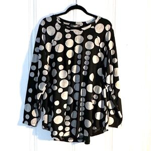 Black and Grey Polka Dot Women's Top